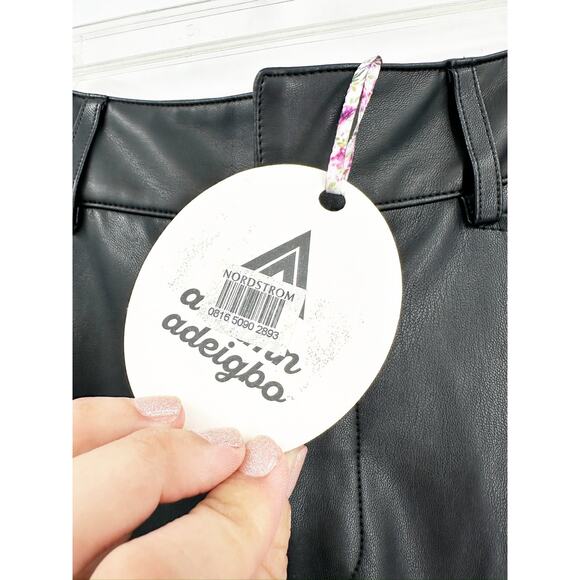 Autumn Adeigbo Lykke Black Slim Straight Crop Faux Leather Pants Size 8 NWT - Picture 3 of 6